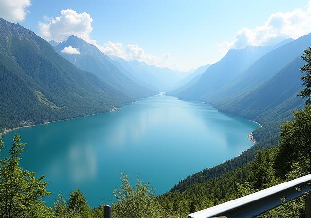Blick auf den Silvretta-Stausee von der Hochalpenstraße aus.