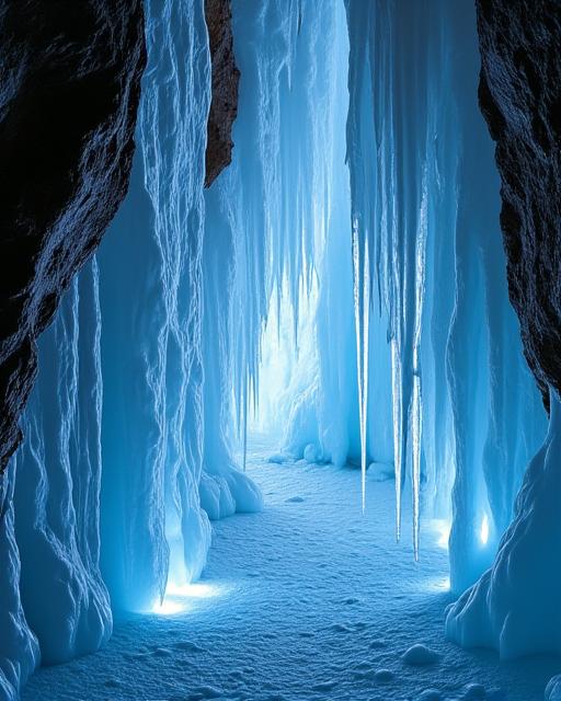 Beeindruckende Eisformationen im Inneren der Eisriesenwelt Werfen.